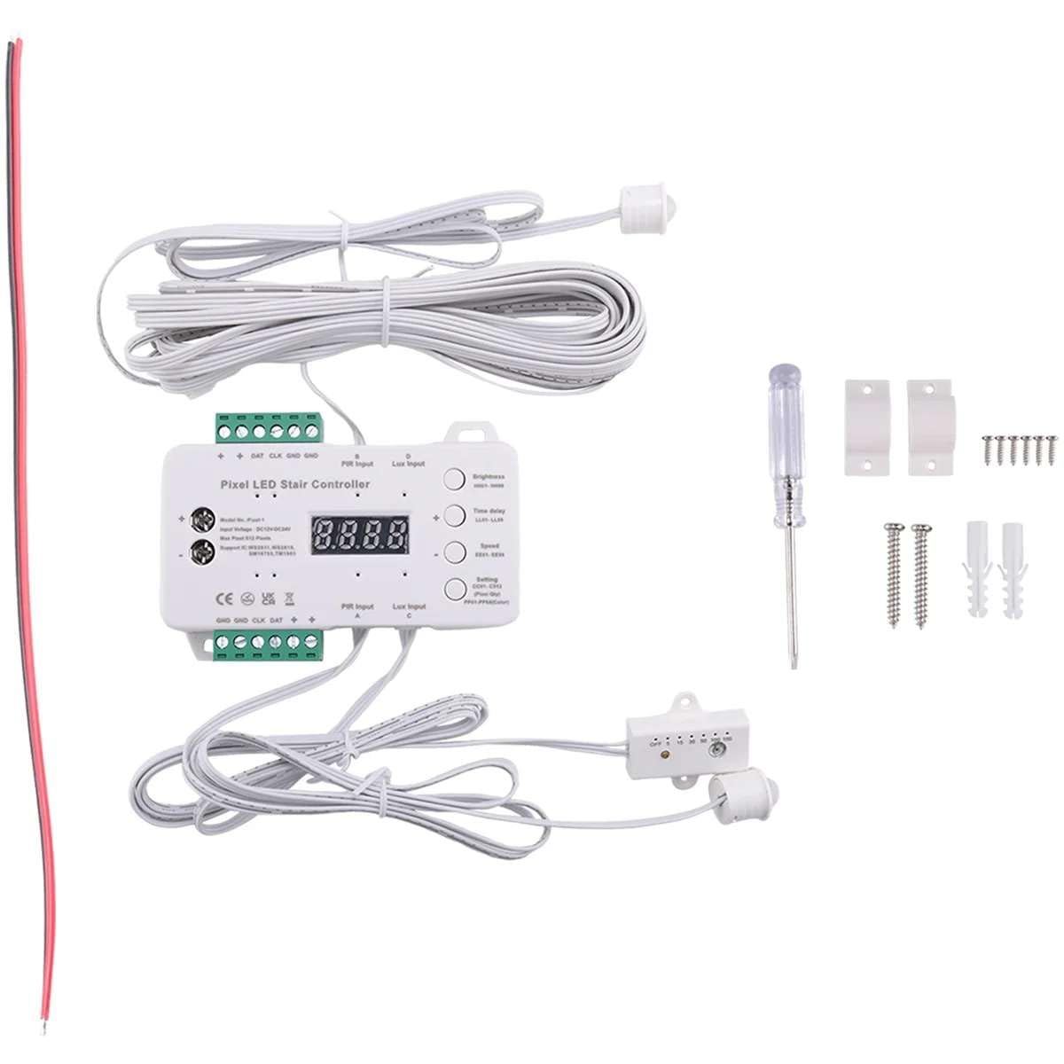 Product image for Smart Motion Sensor LED Stair Lights Controller - RGB Pixel Lighting with Daylight Sensor for Enhanc