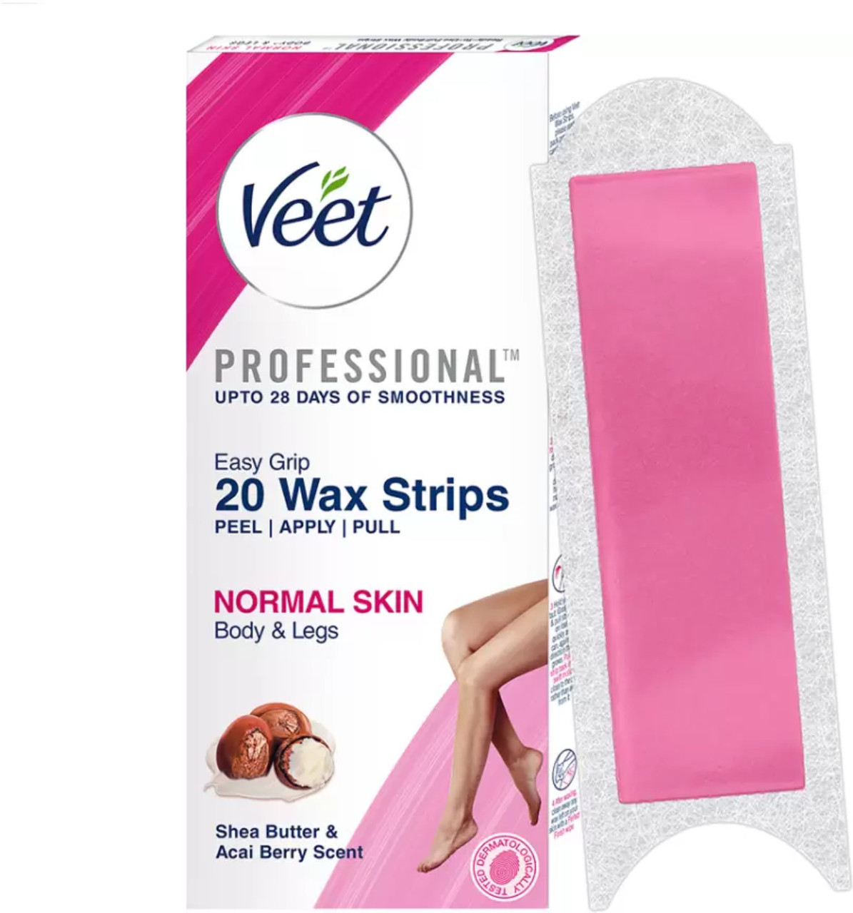 Veet Professional Waxing Kit for Normal Skin Strips Gel Wax Hair Removal Strips  (20 Strips)