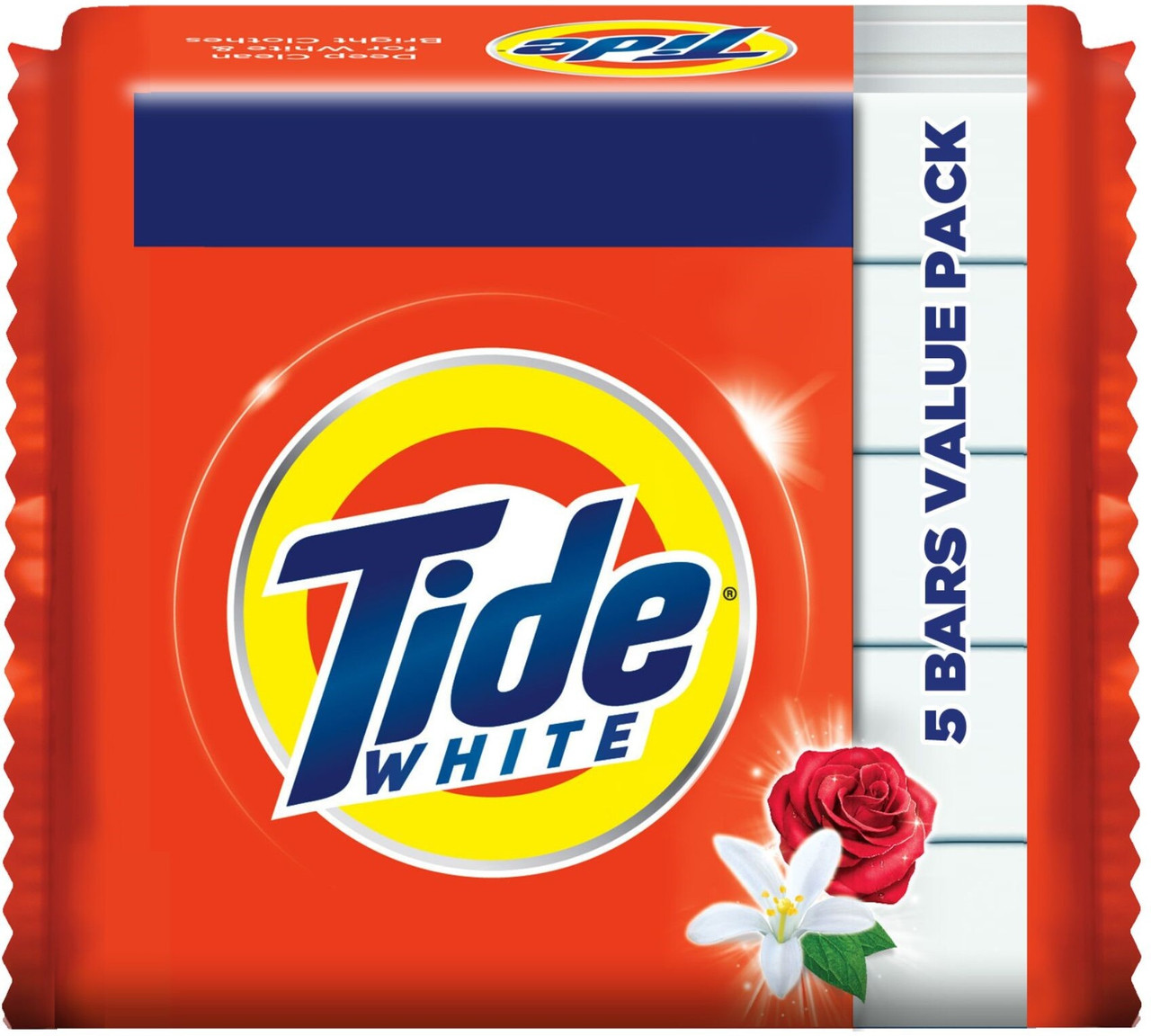 Tide White Detergent Bar Soap, Value Pack 200 gms x 5 (Buy 4 Get 1)