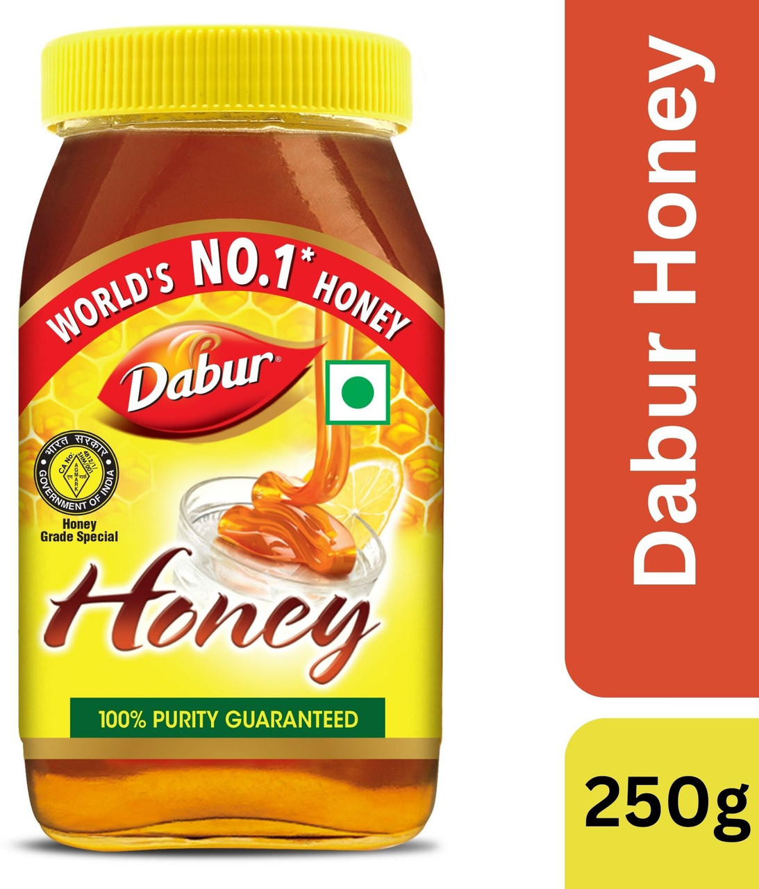 Product image for Dabur 100% Pure World's No.1 Honey Brand with No Sugar Adulteration  (250 g)