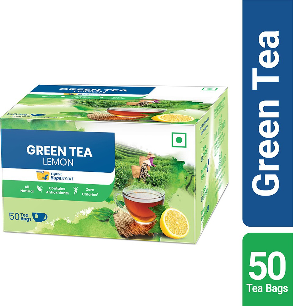 Product image for Flipkart Supermart Lemon Green Tea Bags Box  (50 Bags)