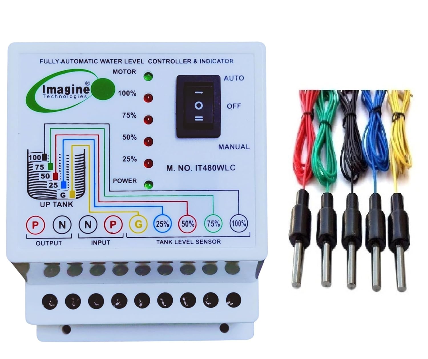 Product image for Fully Automatic Water Level Controller and 4 Level Indicator With 5 Nos Sensor