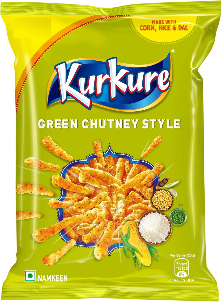 Product image for KURKURE Green Chutney Crisps Chips  (68 g)