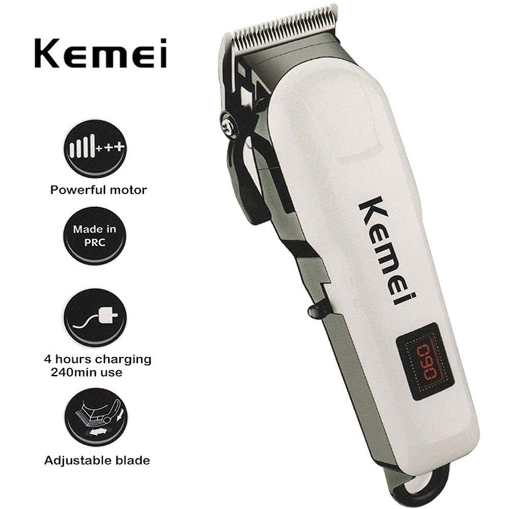  Km-809A White & Black Rechargeable Professional Electric Hair Clipper And Hair Trimmer